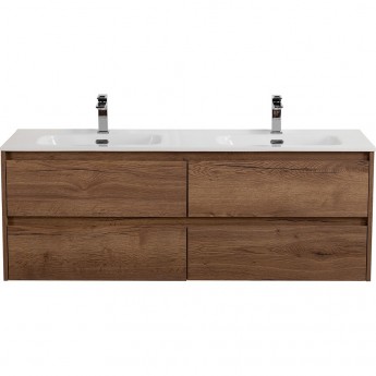 База под раковину подвесная BELBAGNO KRAFT-1400-4C-SO-2-RT с четырьмя выкатными ящиками для раковины с двумя чашами, Rovere Tabacco, 1400x460x500 База под раковину подвесная BELBAGNO KRAFT-1400-4C-SO-2-RT с четырьмя выкатными ящиками для раковины с двумя чашами, Rovere Tabacco, 1400x460x500