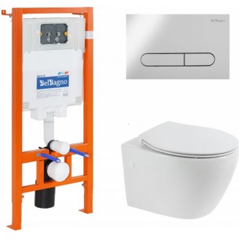 Комплект 4в1 унитаз, инсталляция, кнопка смыва, крышка-сиденье BELBAGNO
