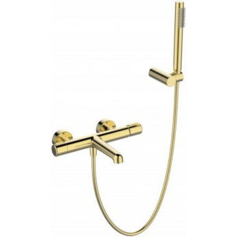 Смеситель для ванны и душа BELBAGNO UNO-VASM/DFS-ORO в комплекте с ручным душем, шлангом и держателем, золото Смеситель для ванны и душа BELBAGNO UNO-VASM/DFS-ORO в комплекте с ручным душем, шлангом и держателем, золото